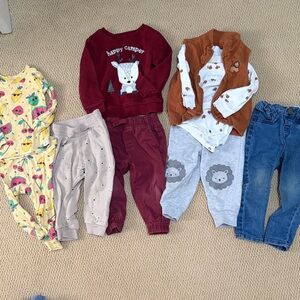 12-18m bundle: pajamas, jeans, sweatpants, sweatshirt, vest and onesie